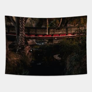 Peaceful Stream of Water Flowing under Bridge V2 Tapestry