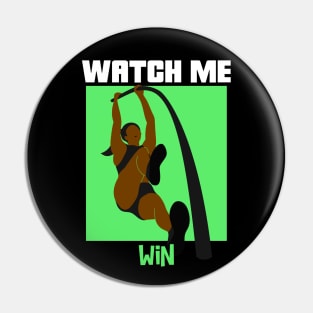 Watch Me Win Brown Skin Black Girl Magic Pole Vault High Jump Athlete Athletics Sports Afro Woman Kwanzaa Gift Design Pin