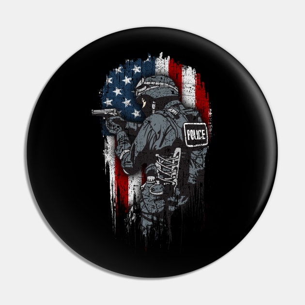 Police American Flag SWAT Cop Law Enforcement Pin by RadStar