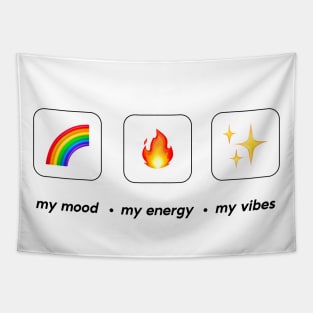 Rainbown, Fire, Star Emoji Positive vibes Tapestry