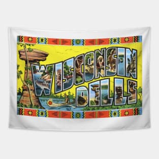 Wisconsin Dells - Vintage Large Letter Postcard Tapestry