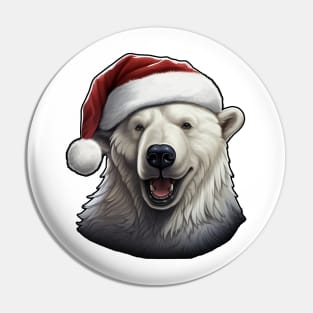 Adorable Polar Bear Wearing a Santa Claus Hat Pin