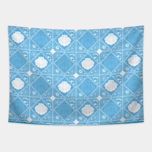 Light Blue Shell Mosaic Tapestry