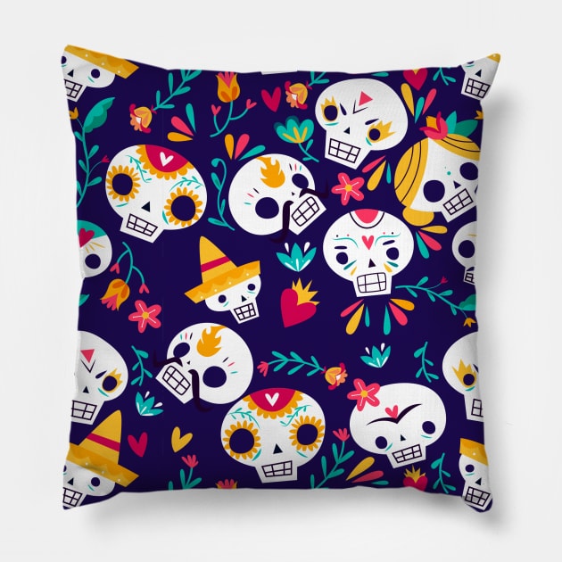 Sugar Skull Pattern Pillow by aquariart