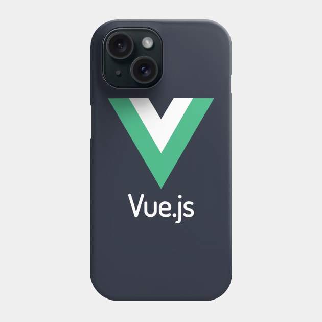 Vue JS logo vertical white Phone Case by nerd-studios