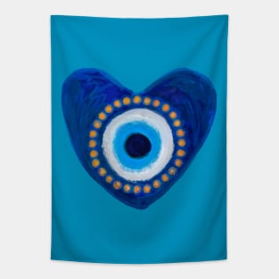 Evil Eye - Protection Rustic Heart Talisman Painting Tapestry