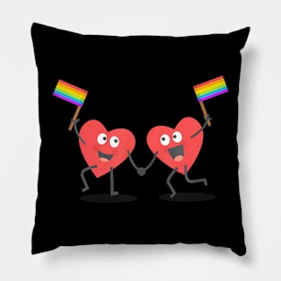 Cute Hearts Waving Flags LGBT Pillow