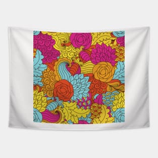 Abstract Floral Neck Gator Pink Aqua Orange Floral Abstract Tapestry