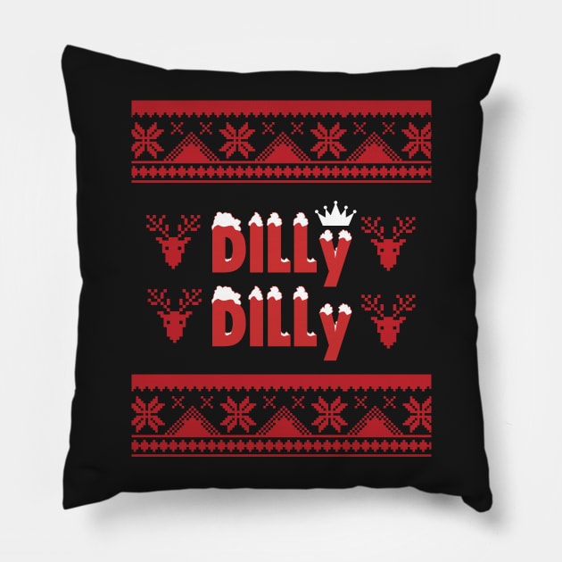 Dilly Dilly Funny Christmas Ugly Sweater Pillow by amitsurti