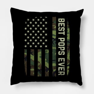 Best Pops Ever Camouflage American Flag Fathers Day Gift Pillow