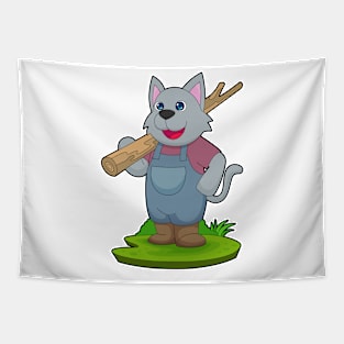 Cat Farmer Tree trunk Tapestry