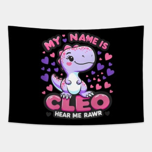 My Name Is Cleo Hear Me Roar TRex Dinosaur Hearts Tapestry