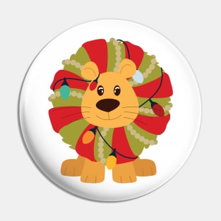 Your Big Cat in Decorative Christmas Wreath Pin