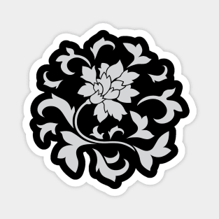 Oriental Flower – Silver – Circular Magnet