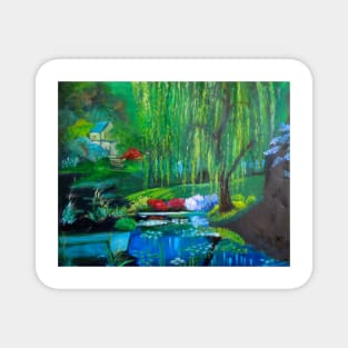 Hidden Home on Monet's Pond Magnet