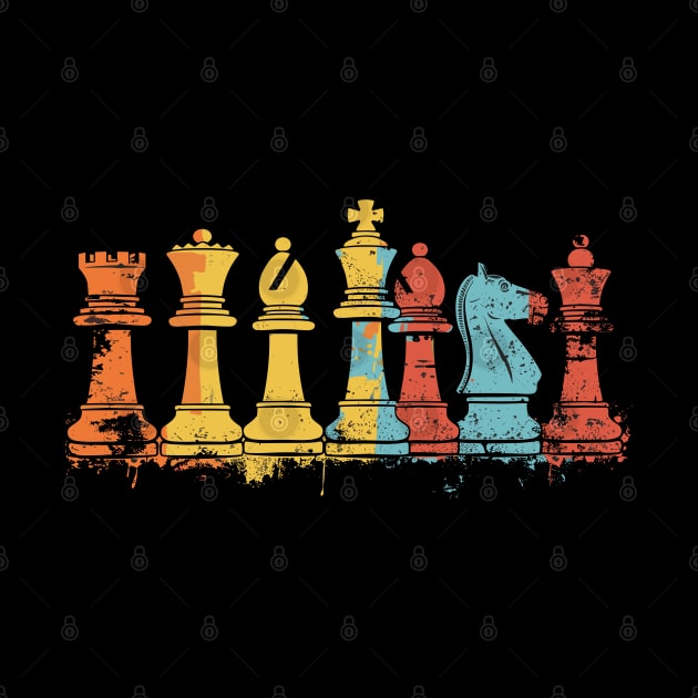 Retro Chess Pieces Chess Player Chess tactician Chess Master by RetroZin