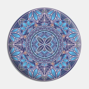 Floral Star Pacific Mandala blue sky Pin