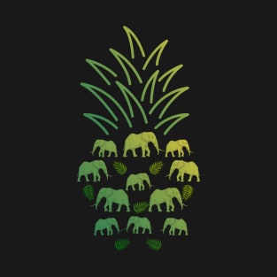 Tropical Pineapple Retro Elephant T-Shirt