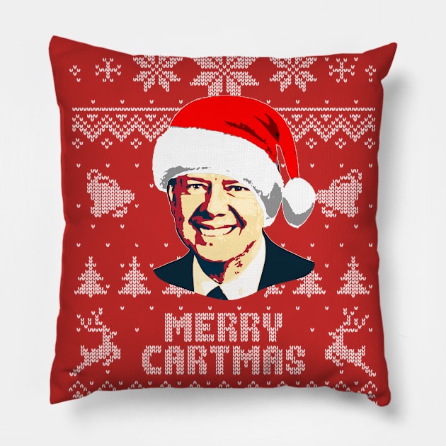 Jimmy Carter Merry Cartmas Pillow by Nerd_art