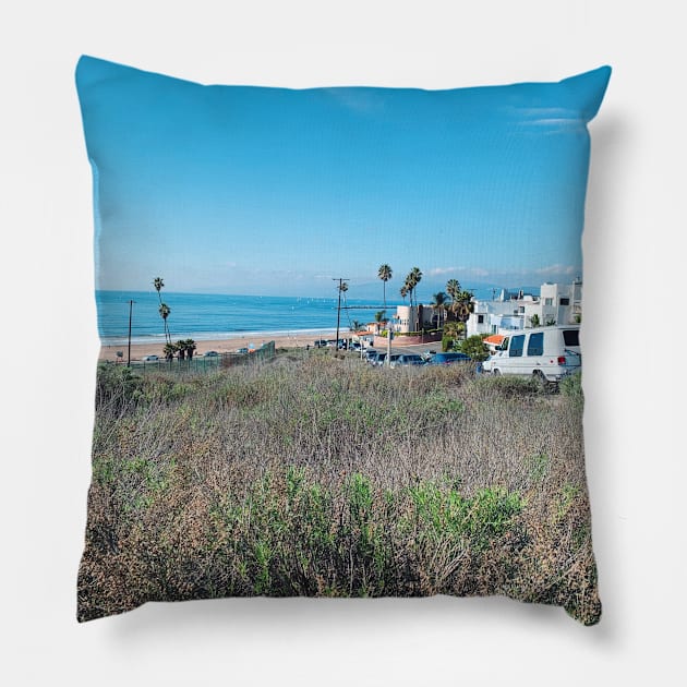 Grassy patch by California beachside Pillow by offdutyplaces