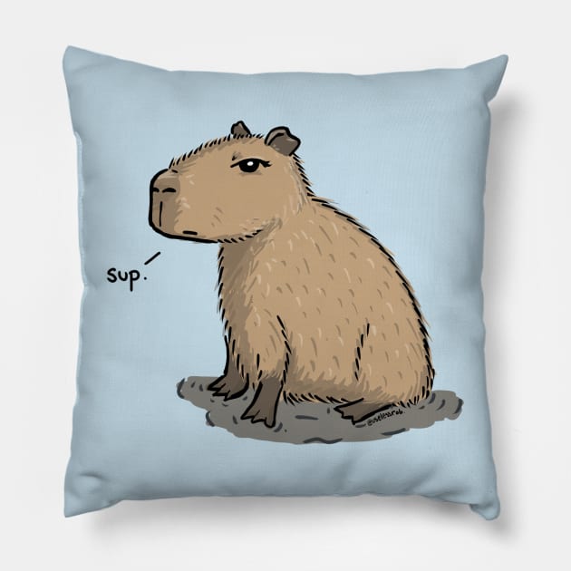 Sup - Capybara mood Pillow by UselessRob