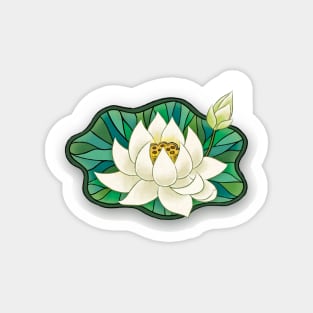 Minhwa: Little Lotus White (Korean traditional/folk art) Magnet