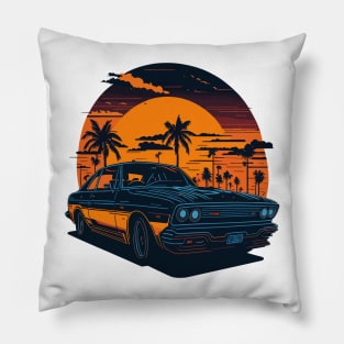 Old Car in Beach Pillow