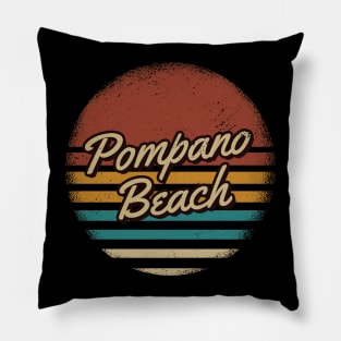 Pompano Beach Vintage Text Pillow