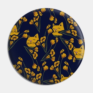 Cats in Flowers Pin