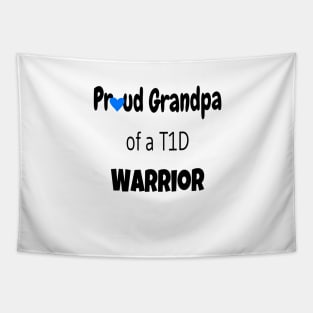 Proud Grandpa Black Text Blue Heart Tapestry