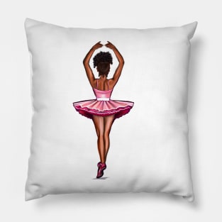 African American ballerina in pink tutu - #012 brown skin ballerina Pillow