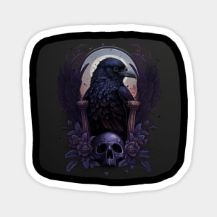 Raven and Skull Magnet