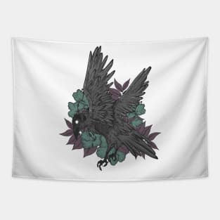 Crow and flowers Tapestry