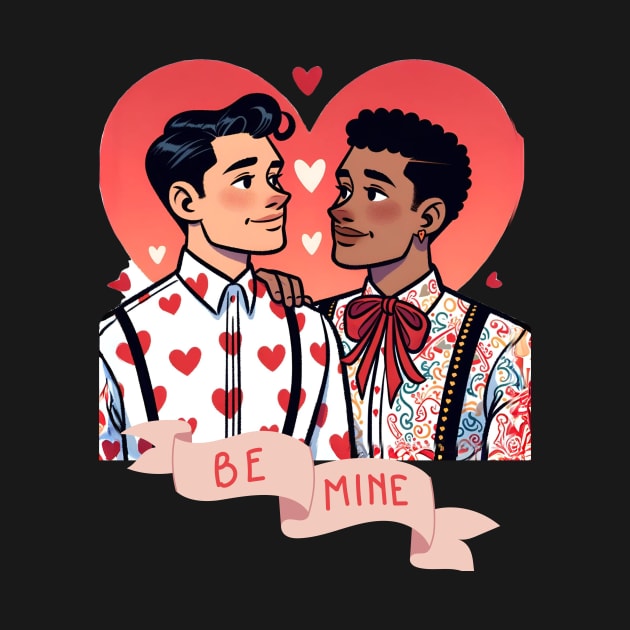 Gay Valentines Be Mine queer couple by WearablePSA