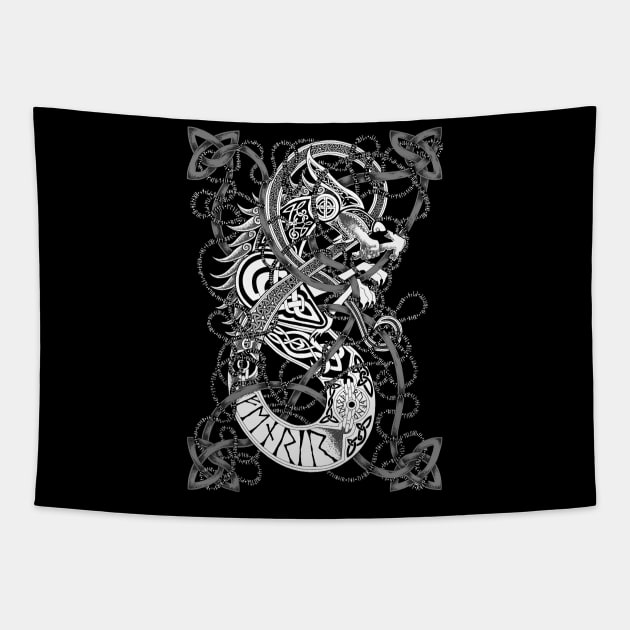 Fenrir - Norse Wolf Knotwork Tapestry by Art of Arklin