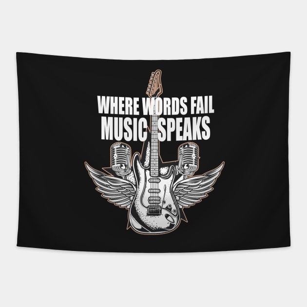 where words fail music speaks guitar | music lovers and dance | pop song Tapestry by stylechoc