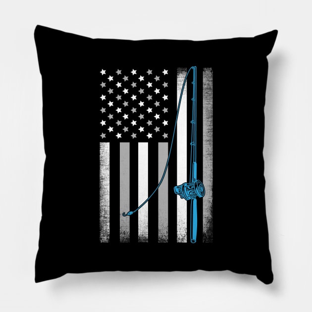 American Fishing Flag Pillow by captainmood