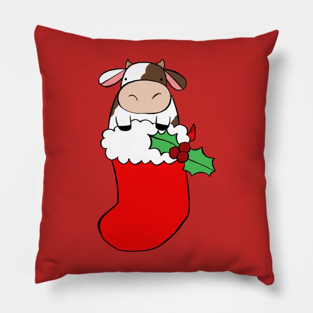 Christmas Stocking Cow Pillow by saradaboru