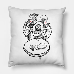 Jesus Christ at Eucharist illustration Pillow