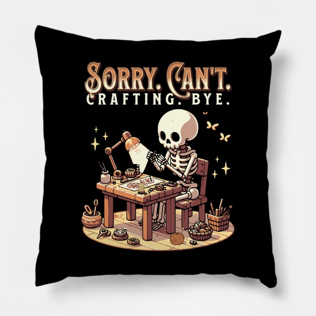 Funny Crafting Skeleton Pillow by Hypnotic Highs