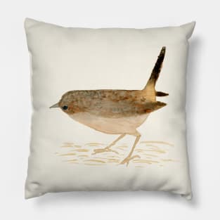 Watercolor house wren Pillow