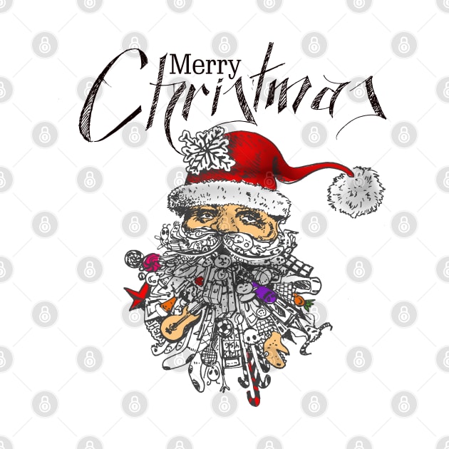 Santa Claus Face Merry Christmas by Mako Design 