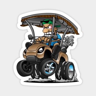 Funny Golf Cart Hotrod Golf Car Popping a Wheelie Cartoon Magnet