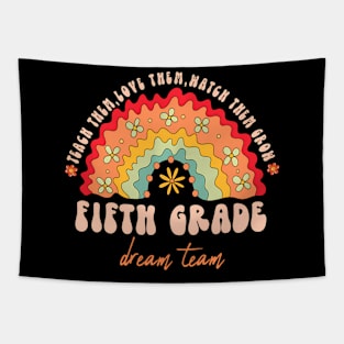 5Th Dream Team Groovy 100 Days Of School Teacher Kids Tapestry