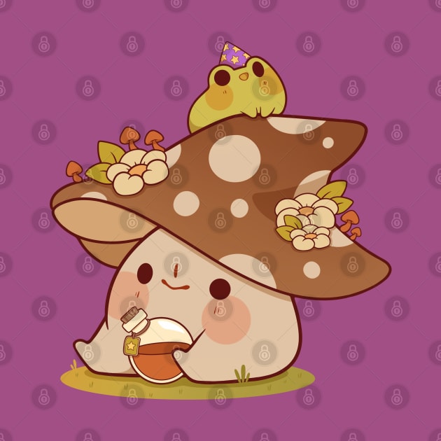 Witchy mushroom and frog by Rihnlin