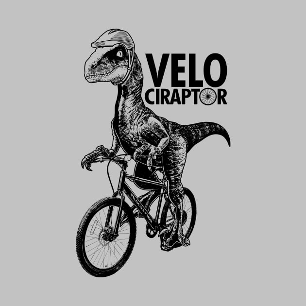 Cyclist Velociraptor Cycling Funny Dinosaur Riding Bicycle Velo Gift For Cyclist by IloveCycling