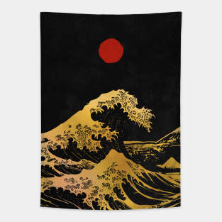 Hokusai wave gold Tapestry