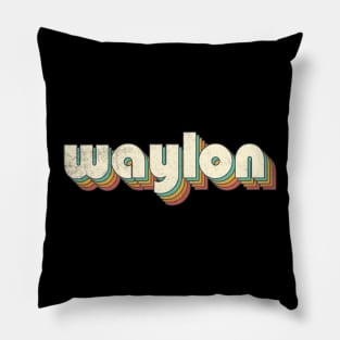 Retro Vintage Rainbow Waylon Letters Distressed Style Pillow