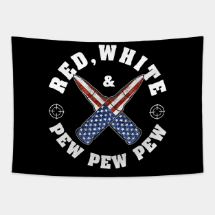 American Flag Bullet Red White And Pew Pew Pew Tapestry