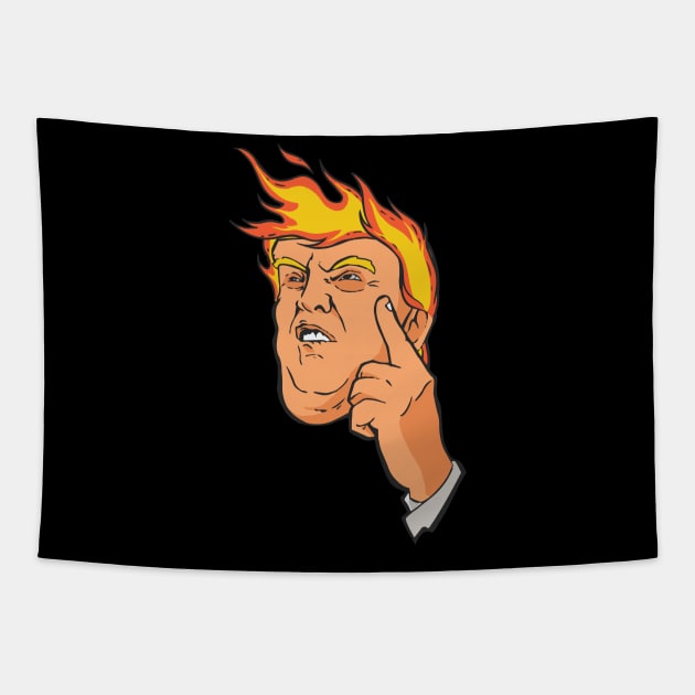 Trump Hair Fire Tapestry by madeinchorley